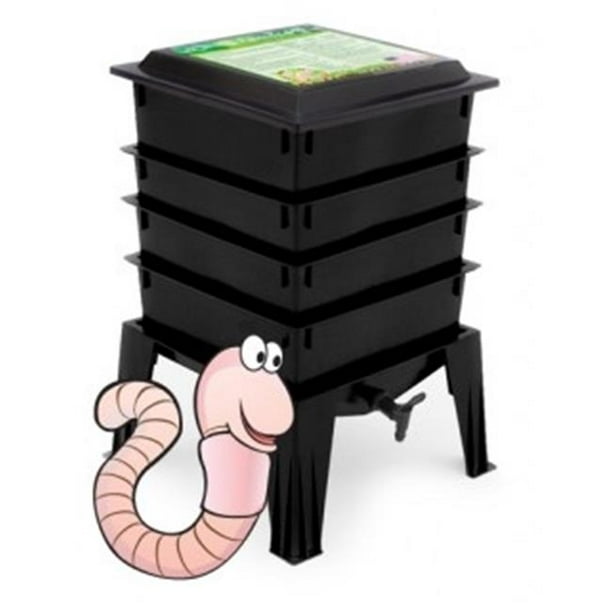 Natures FootPrint WF360BW Worm Factory 360 4 Tray with Worms - Black -  continental US shipping only 
