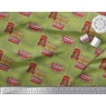 thumbnail image 2 of Soimoi Green Rayon Fabric London Theme Architectural Print Fabric by the Yard 56 Inch Wide, 2 of 3