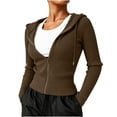 thumbnail image 5 of FAIWAD Hoodies for Women Zip Up Long Sleeve Fitted Ribbed Cardigans Slim Stretch Athletic Workout Outdoor Sweatshirt, 5 of 8