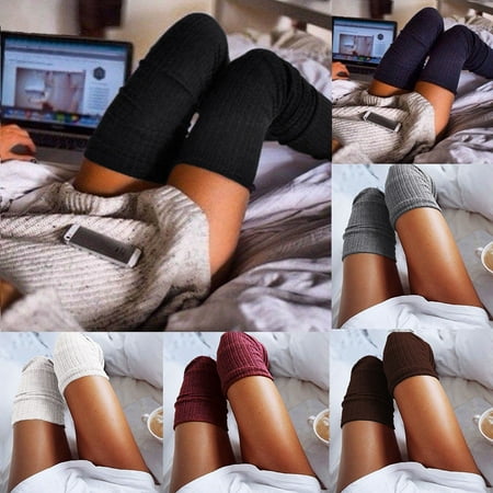 Leopard Knee High Socks - Women Winter Warm Cable Knit Over knee Long Boot Thigh-High Soft Socks Leggings #245
