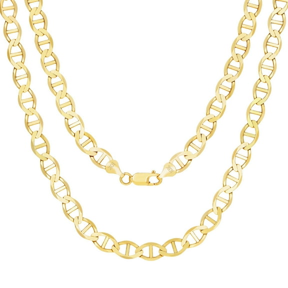 Nuragold 10k Real Yellow Gold Solid Mariner 6mm Chain Anchor Link Necklace (18"-30") Italian Jewelry for Men