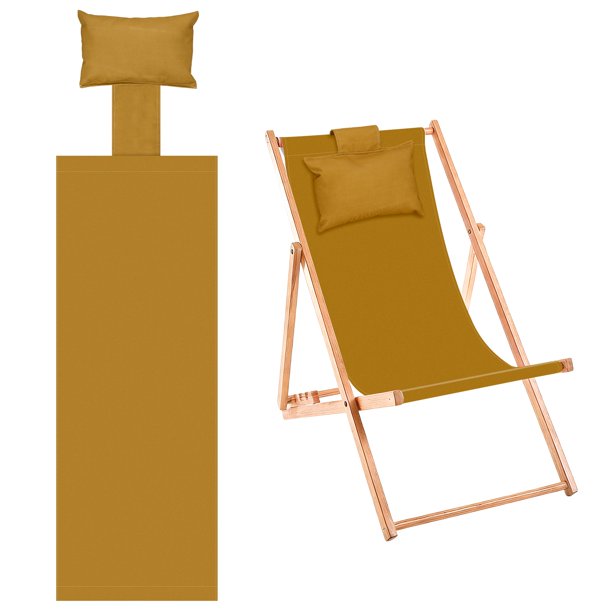 Tela de reemplazo para silla de playa Uxcell, tela de lounge con almohada, color marrón