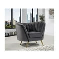 thumbnail image 2 of Homestock Vintage Vogue Modern, Contemporary Velvet Upholstered Chair with Deep Channel Tufting and Rich Gold Stainless Steel Legs, 43" W x 30" D x 33" H-Color:Grey, 2 of 10