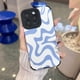thumbnail image 5 of Funda para iPhone 13 Pro Max, de piel sintética suave de TPU y con un bonito diseño ondulado para mujeres y niñas, fina, protectora, a prueba de golpes, compatible con iPhone (azul, iPhone 13 Pro, 5 of 8