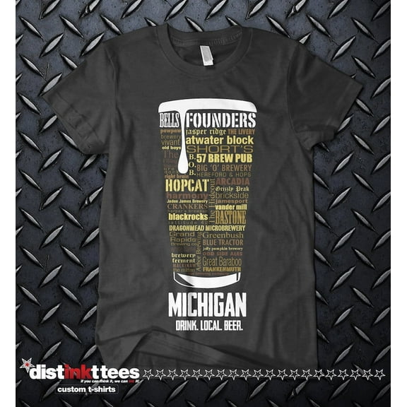 Michigan Beer Shirt - Black, Small | Typography Print Craft Beer Gift for Him
