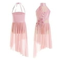 thumbnail image 2 of Kids Girls Applique Ballet Dress Sleeveless Irregular Mesh Tulle Lyrical Dance Costume Contemporary Leotard Dress Dancewear, 2 of 7