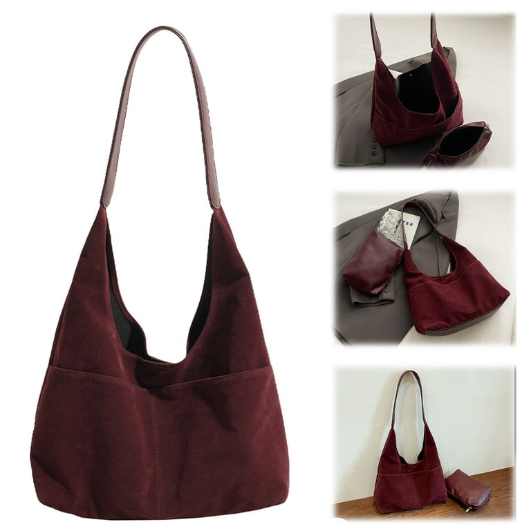 Yucurem 2 Pcs Women Suede Slouchy Hobo Bag W/multi-pocket Yucurem 2 Pcs Women Suede Slouchy Hobo Bag W/multi-pocket