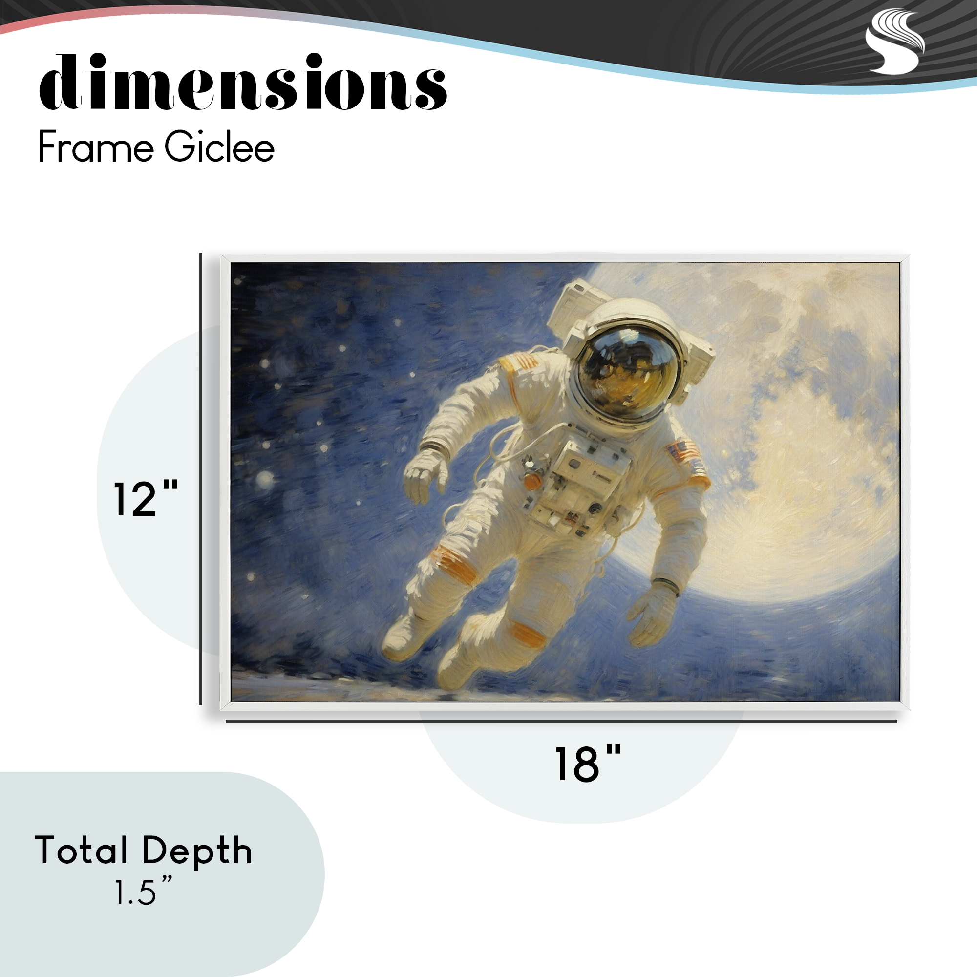 Astronaut in Vast Galaxy White Framed Giclee Art, design by Angie Hawke