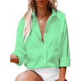 thumbnail image 1 of Cindysus Women Shirts Button Down Tops Long Sleeve Blouse Holiday Tunic Shirt Loose Light Green L, 1 of 9