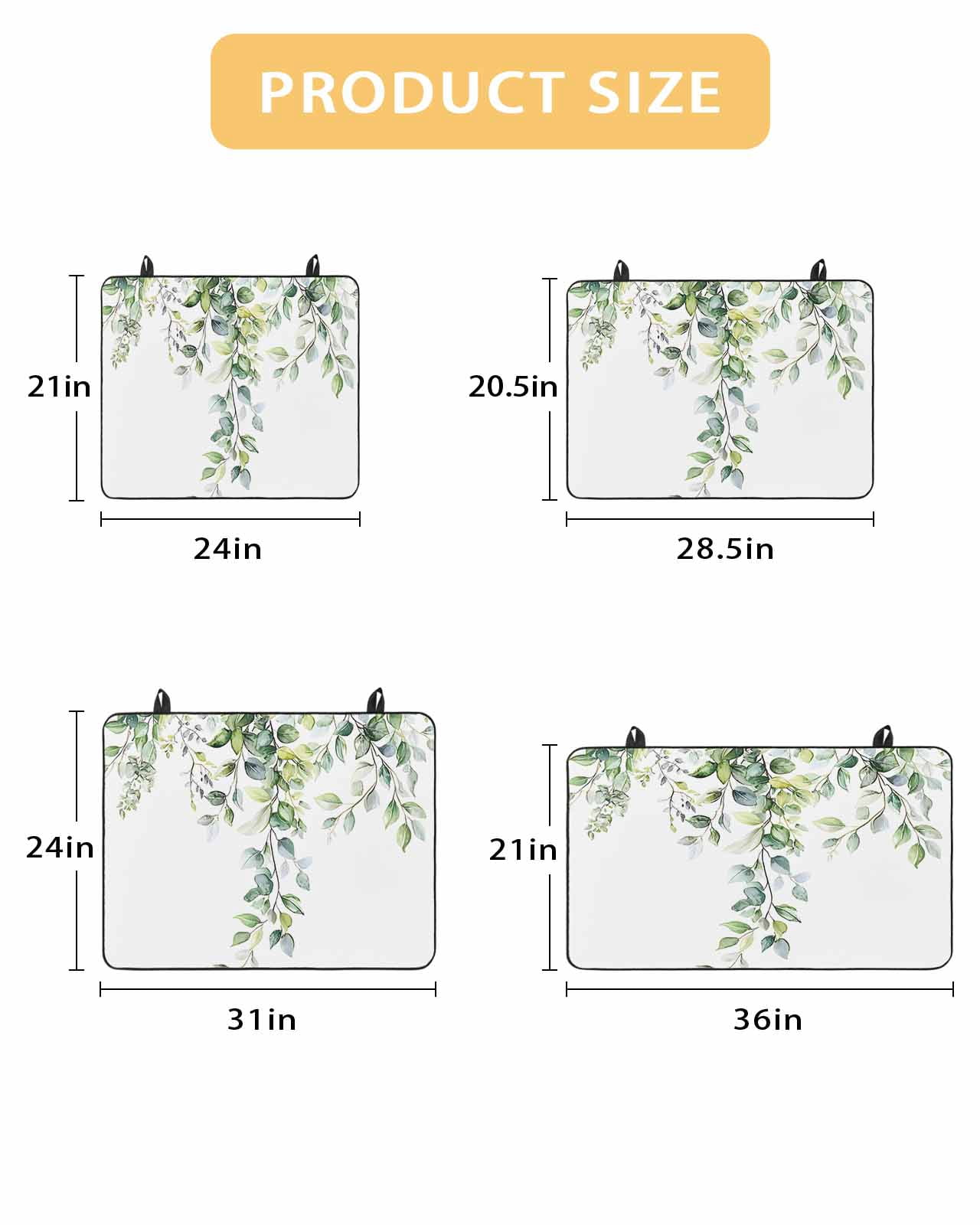 nqOlkjepod Large Induction Cooktop Protector Mat 24"x21", Summer Eucalyptus Leaves Stove Top Covers for Electric Stove, Pastoral Rustic Botanical Stove Burner Cover Mats, Glass Top Stove Cover