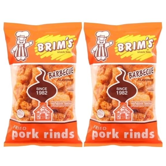 Brim's Barbecue Flavored Fried Pork Rinds Snack, 2.625 oz Bag