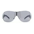 thumbnail image 2 of Womens Coy Metal Jewel Designer Fashion Shield Wrap Sunglasses Silver - Black, 2 of 4