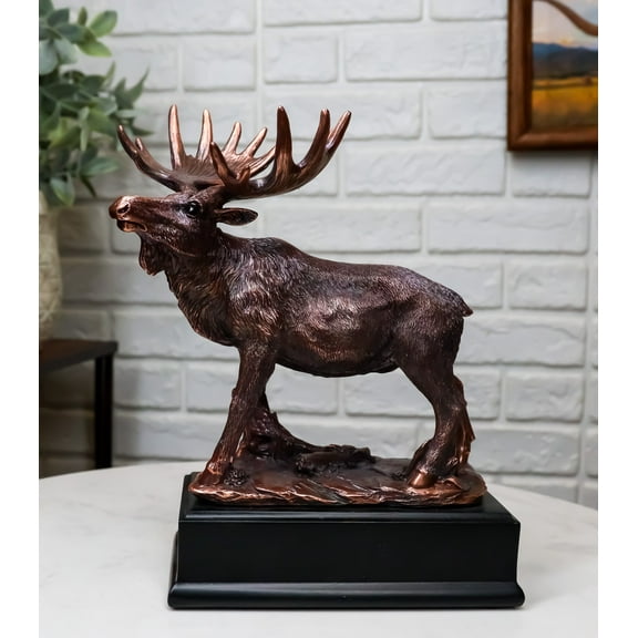 The Emperor Wild Elk Bull Moose Statue Bronze Electroplated Figurine With Base
