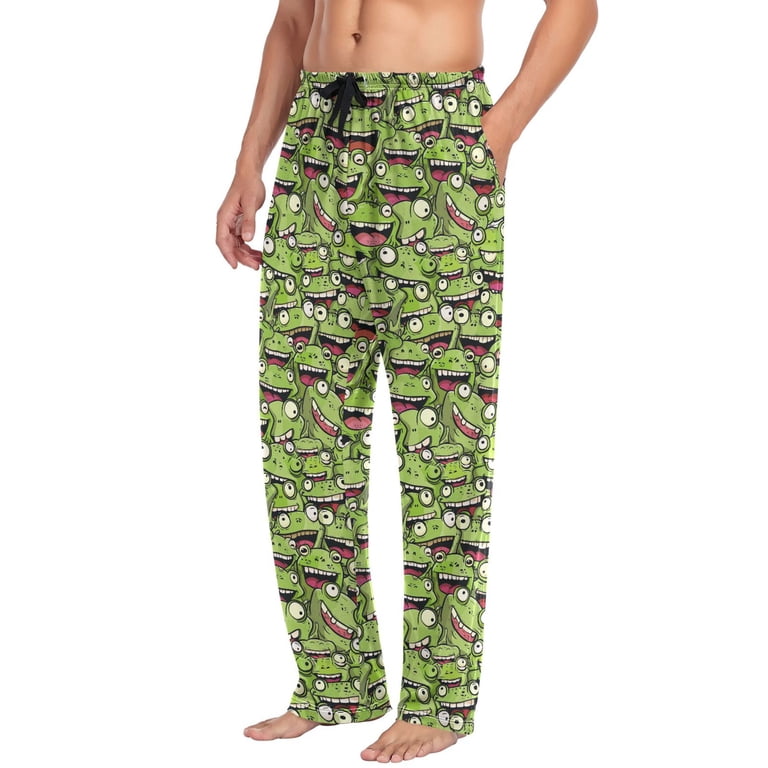 joogoo Men's Pajama Pants Cute Doodle Frog Soft Long Sleep Lounge