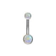 thumbnail image 1 of Stainless Steel Dual Rhinestone Navel Button Anti allergy Piercing Body Jewelry(AB white), 1 of 1