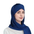 thumbnail image 3 of Wovix Solid Color Design Stretch Head Scarf Instant Hijab for Women Muslim Jersey Turban Ready to Wear Scarf Soft Lightweight For Daily, 3 of 4