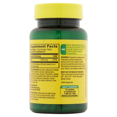 Spring Valley Biotin Fast Dissolve Tablets, 1000 Mcg, 90 Ct