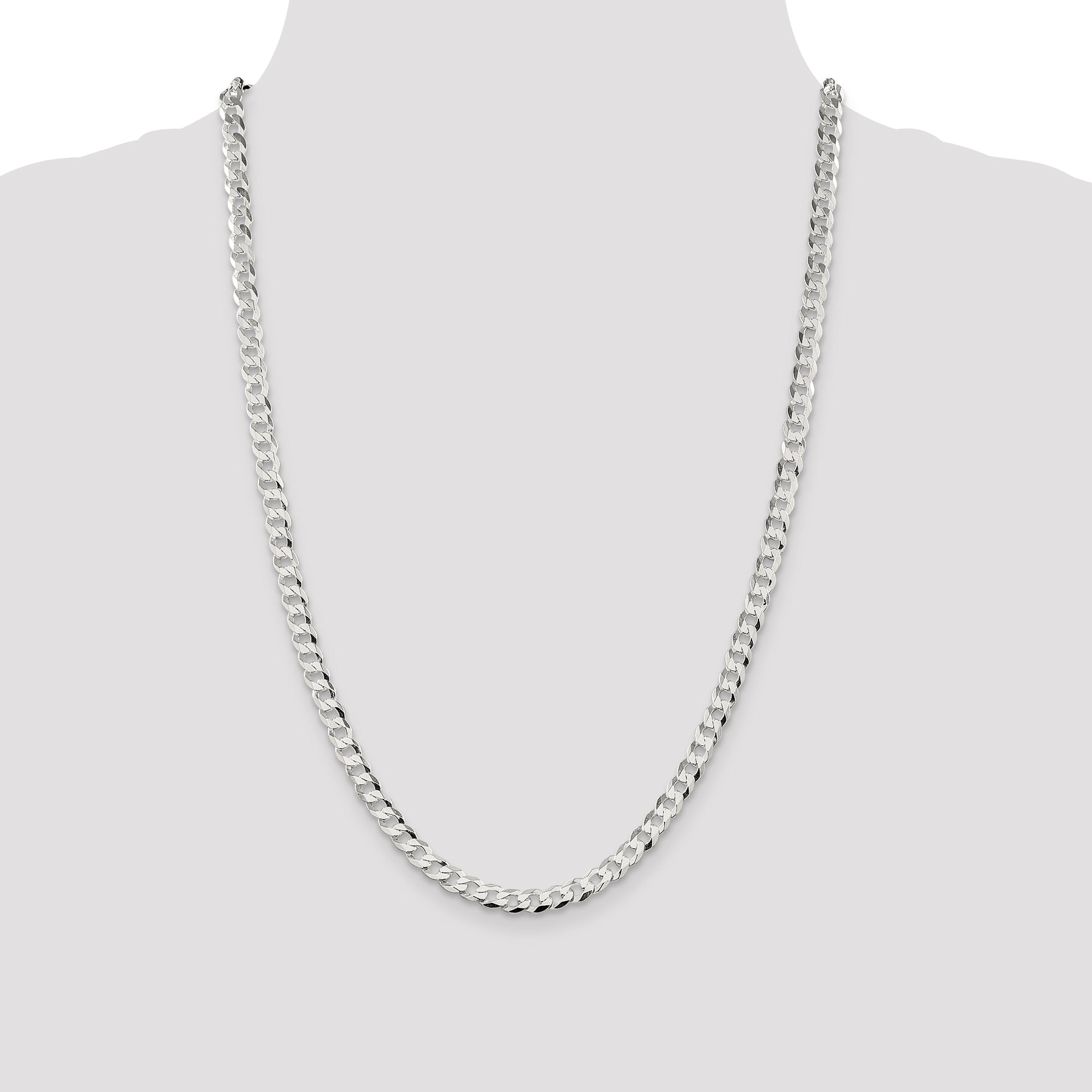 925 Sterling Silver 5.75mm Close Link Flat Curb Chain 18 Inch