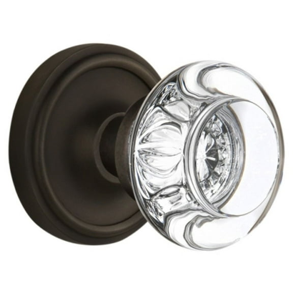 Nostalgic Warehouse Clarcc_Psg_238_Nk Round Clear Crystal Passage Door Knob Set - Bronze