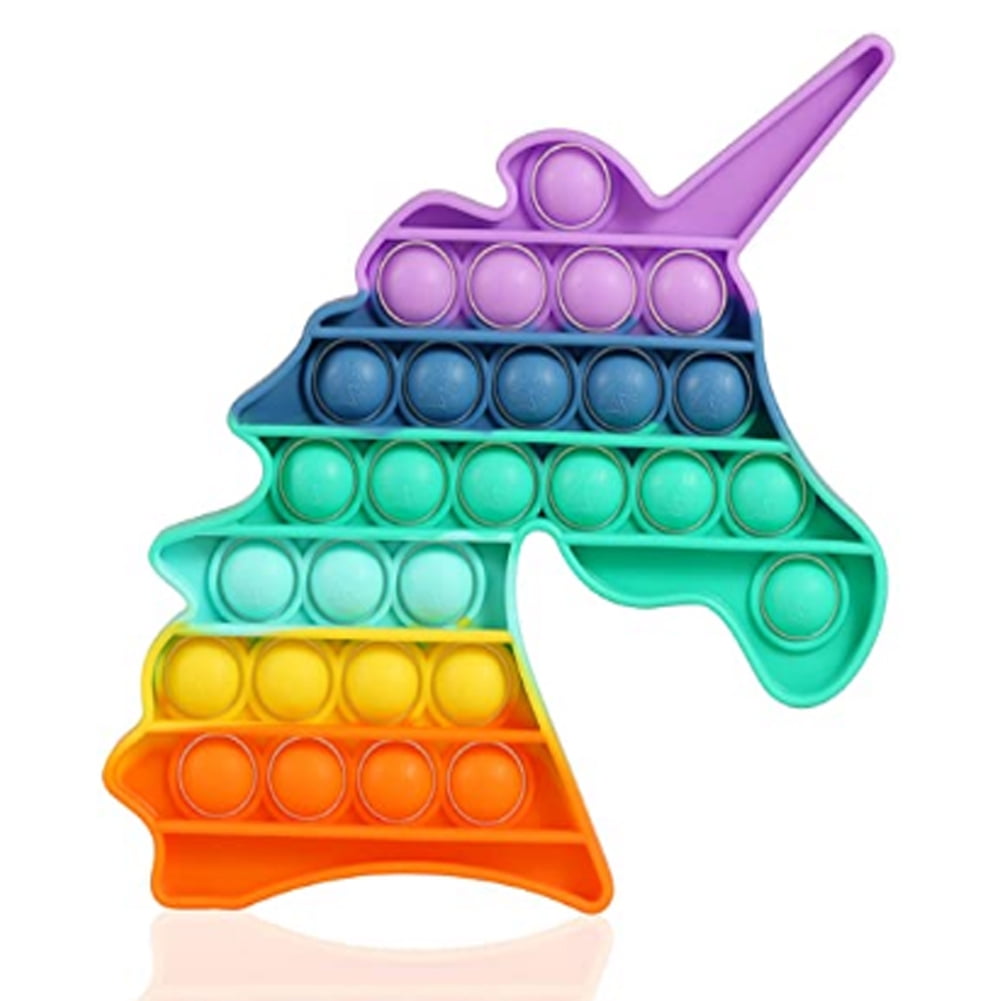 Pop Popper Fidget Toy Push It Poppet Bubble Stress Anxiety Relief rainbow cloud 