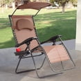 thumbnail image 3 of PRZL Recliner Lounger Chair, Zero Gravity Oversized Folding Patio Recliner w/Adjustable Headrest, Lumbar Support Pillow and Shade Canopy, Patio Lounger Bench Chair for Outdoor (Coffee), 3 of 8