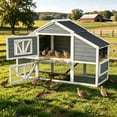thumbnail image 5 of Weatherproof Wooden 2-Tier Quail Coop with 4 Laying Boxes, Predatorproof Outdoor Quail Cage with Openable Rest Panels, for 8-12 Quails, Gray, 5 of 9