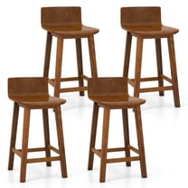 Gymax 24.5'' Solid Wood Bar Stools Set of 4 Home Counter Kitchen Stools w/ Low Backrest & Footrest