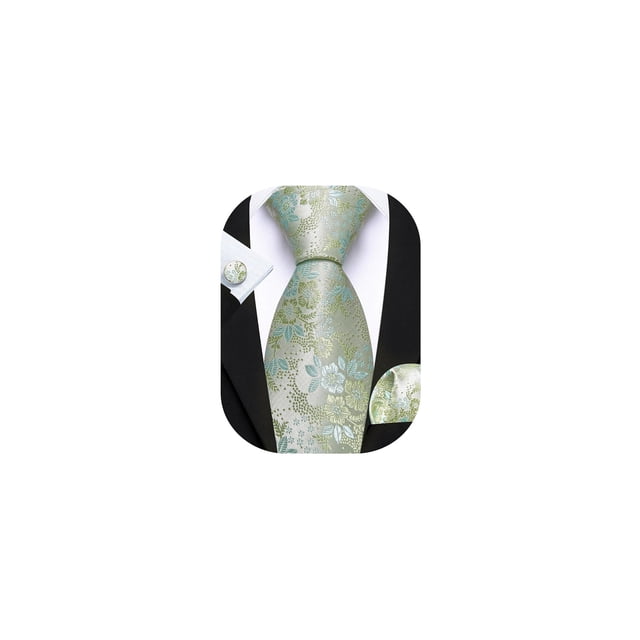 Set de Corbata Barry.Wang Verde Salvia y Azul Bebé con Estampado Floral
