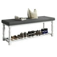 thumbnail image 3 of Uforic 48" Rectangular Shoe Bench with Shelves, Storage & Cushioned  Seat,Shoe Rack with Roman Style Legs - White & Gray, 3 of 9