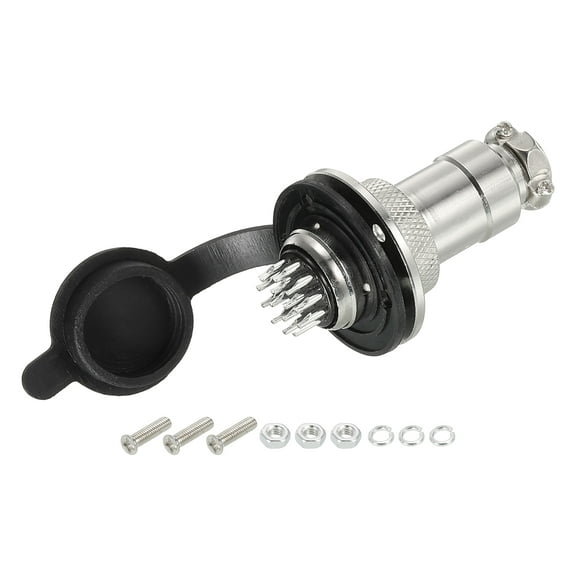 Uxcell Aviation Connector GX20 14Pin 20mm Silver Male Female Panel Metal Aviation Wire Connector with Aviation Plugs Cap