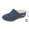 thumbnail image 6 of YOUYEDIAN Leather Orthopedic Shoes for Women Slip-On Nurse Shoes Fashion Round-Toe Wedge Heel Thick-Soled Comfortable Arch Support Walking Mules (Blue, 8.5 Wide), 6 of 6