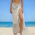 thumbnail image 2 of Wxolcjlv Women's Striped Fringe Wrap Sarong Skirt Tie Waist Beach Long Skirts, 2 of 4