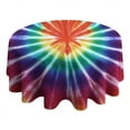 thumbnail image 4 of Colorful Rainbow Tie Dye Spiral Pattern Round Tablecloth 60"x60",Wrinkle Wipeable Table Cloth for Kitchen Dining Room Picnic Patio Party, 4 of 6