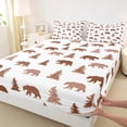 thumbnail image 3 of Manfei Woodland Animal Bear Queen Sheet Sets,Rustic Hunting Flat Sheet,White Brown Queen Fitted Sheet For Teens,Luxury Bedroom Decor,4 Pieces, 3 of 7