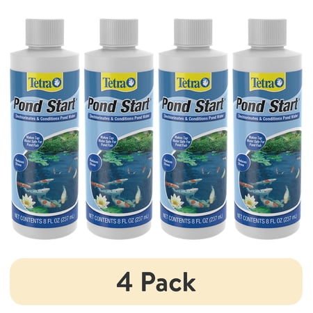 (4 pack) Tetra Pond Start Water Conditioner Safe for Ornamental Pond Fish and Plants 8 oz