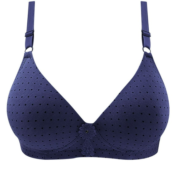 Bigersell Strappy Bra Women Embroidered Lace Comfortable Breathable Bra Underwear No Underwire Women Size Soft Bra, Style 9927, Dark Blue 42B
