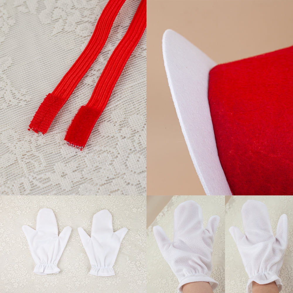 Red Striped Hat White Gloves White Furry Cloth Red Bow 3  display picture 1