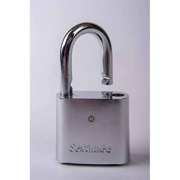 Sesamee KCR0436 4 Dial Bottom Resettable Combination Chrome Plated Padlock with 1-Inch Hardened Steel Shackle and 10000 Potent