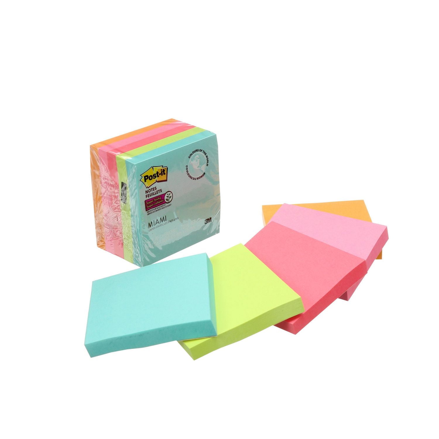 Post-it® Super Sticky Notes 654-5SSMIA-C RP, Miami Collection, Post-it Super Sticky Notes 654-5SSMIA-C RP