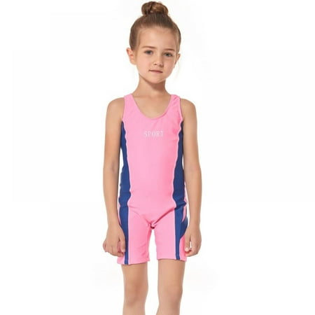 

SYNPOS Girls One Piece Swimsuit Kid Water Sport Short Swimsuit UPF 50+ Sun Protection Bathing Suits Sports Swimsuit 4-14 Years