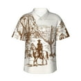 thumbnail image 2 of Picia Western Desert Cowboys Gentle Cotton Regular Fit Short Sleeve Casual Hawaiian Shirt for Men-Medium, 2 of 9