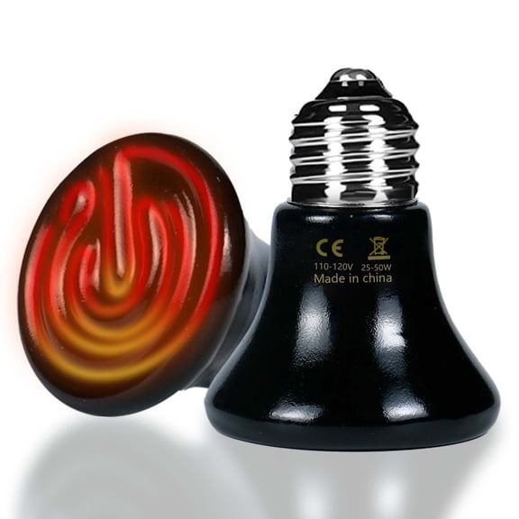 50W Ceramic Heat Emitter for Reptiles, Reptile Heat Lamp,Heat Lamp Bulbs for Bearded Dragon, Chameleon Cage Accessories, Heat Lamp for Chickens, E26 Base, 110-120V