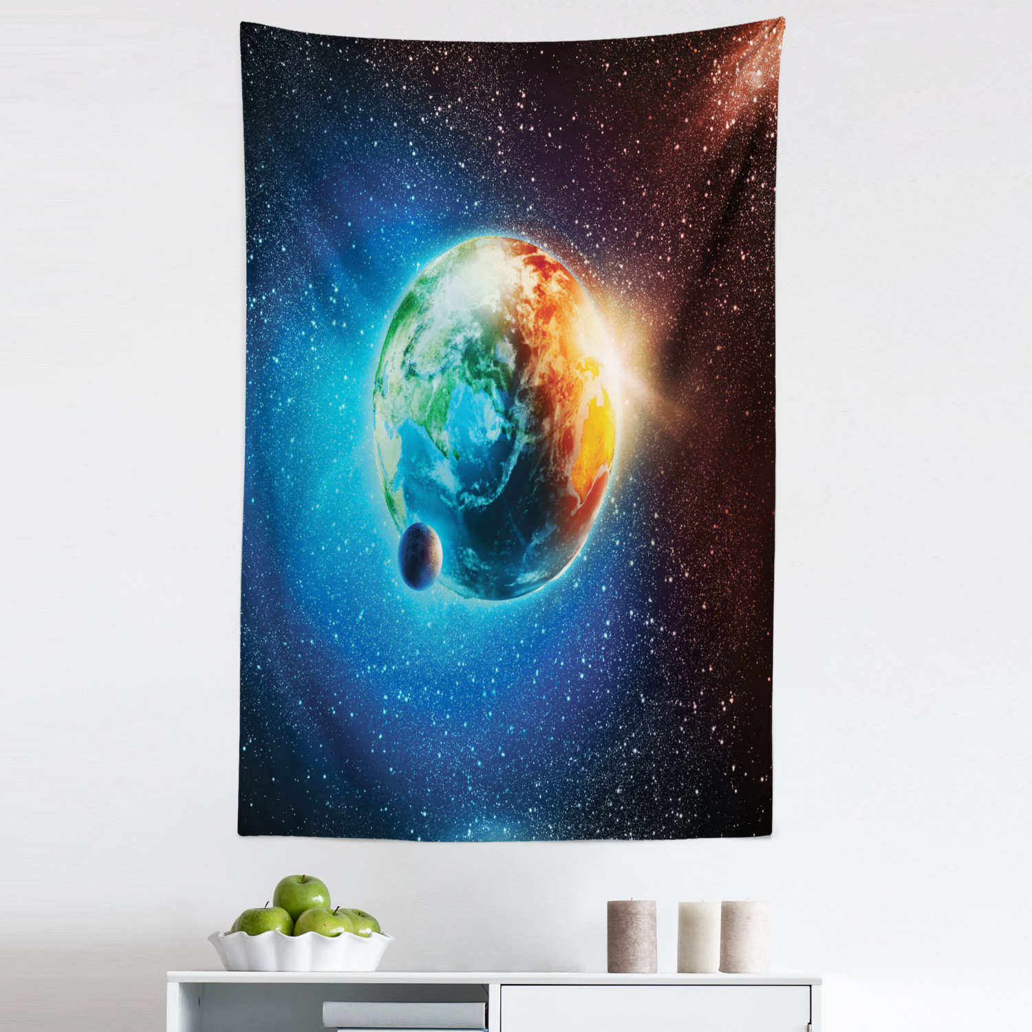 Space Tapestry, Planet Earth in Sun Rays Elements Astronomy Atmosphere ...