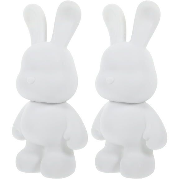 FONWILYO White Bunny Piggy Bank for Decoration Made of Perfect for Kids Painting and Coloring 2 Pieces