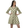 thumbnail image 1 of Moomaya Women Printed Drawstring Mini Dress V Neck Ruffle Sleeves Summer Dress, 1 of 4