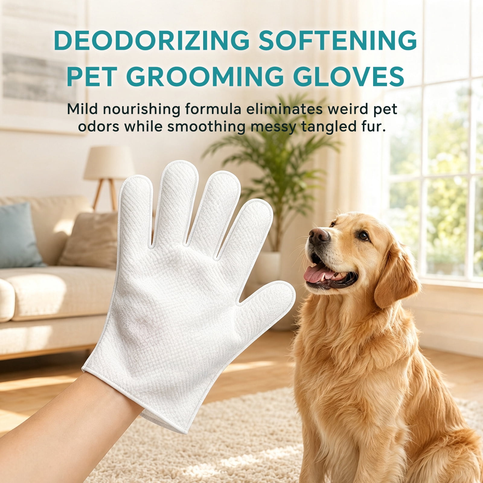 6PCS Pet Glove Wipes for Dogs & Cats, Dog Cat Washing Cleaning Gloves, Dog Grooming Bath Gloves for Daily Care and Traveling, Rinse Free, 1 Bag