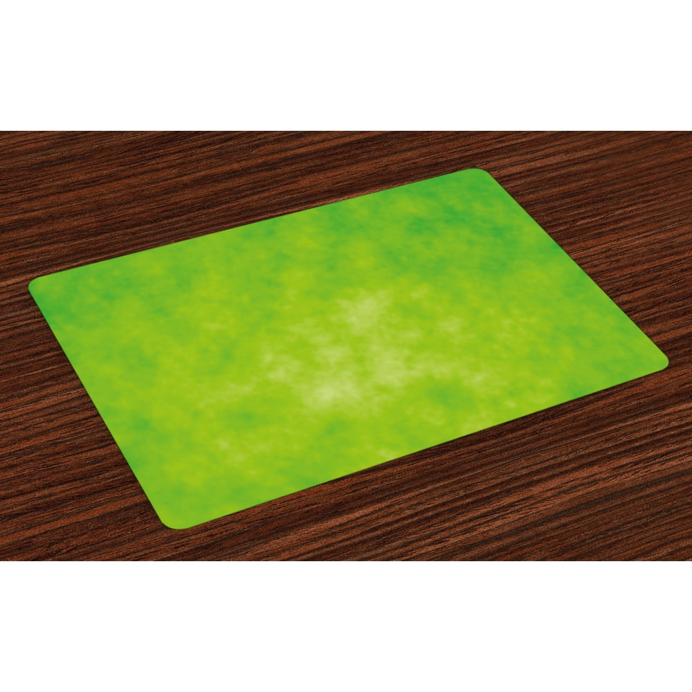 Lime Green Placemats Set of 4 Cloudy Shade of Color Pastel Toned Hazy