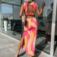 thumbnail image 4 of Vestido ajustado para mujer Vestido largo estampado con abertura lateral Vestido sexy casual Traje diario FLhrweasw Nuevo, 4 of 7