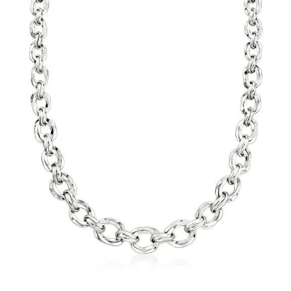 Ross-Simons Sterling Silver Graduated Oval-Link Necklace, Women's, Adult