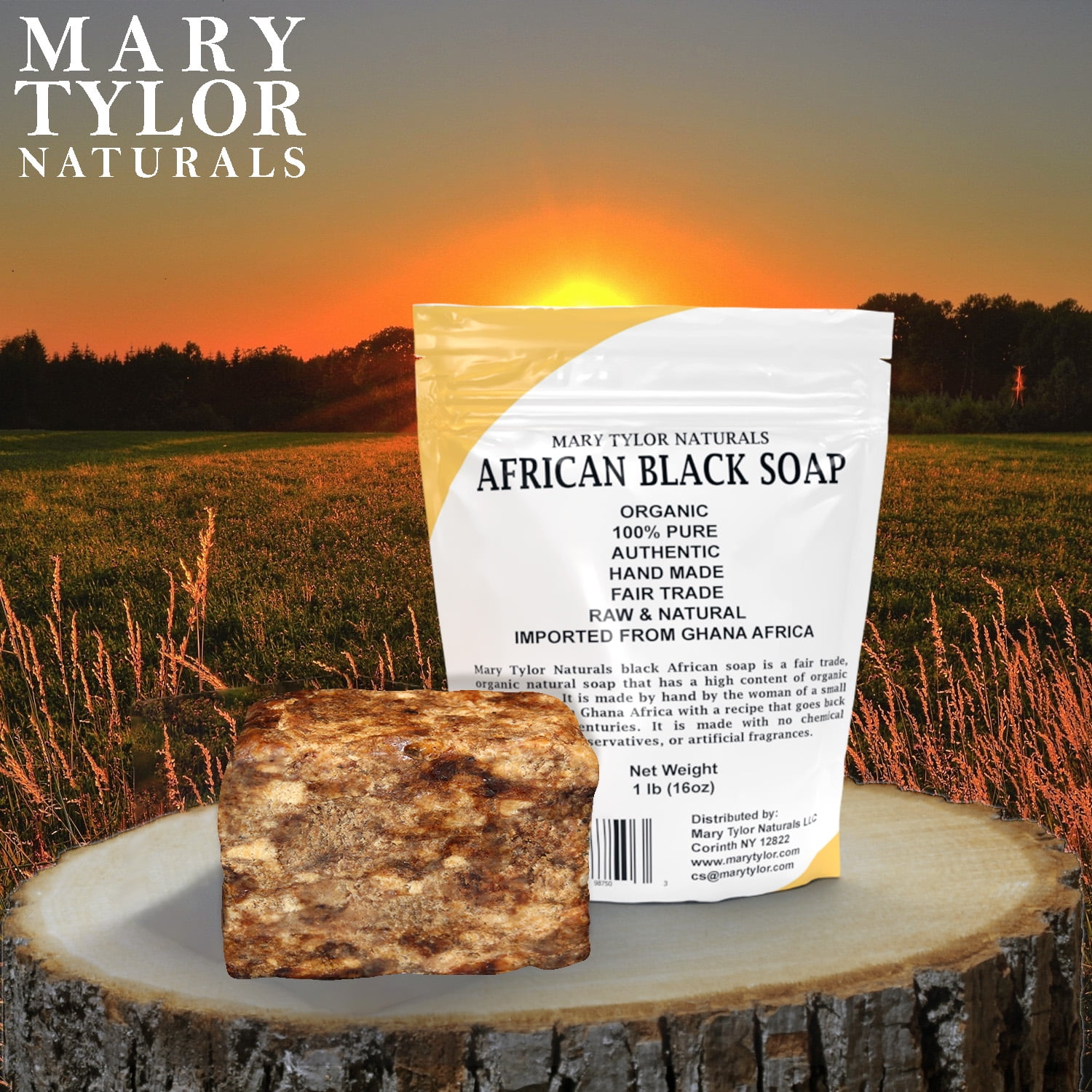 African Black Soap 1 lb 100% Natural Raw African Black Soap for Acne, Eczema, Psoriasis, Scar Removal Face And Body Wash Authentic Handmade Beauty Bar Imported From Ghana Africa By Mary Tylor Naturals